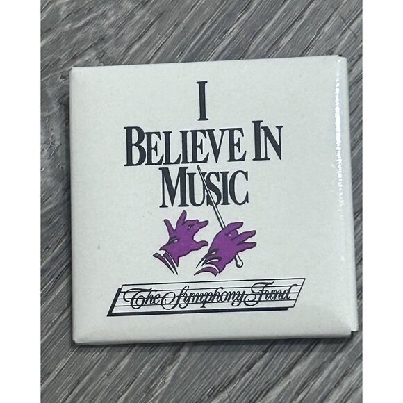 I Believe in Music Song by Mac Davis The Symphony Fund Pinback Button White - Picture 1 of 8